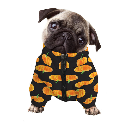 Watercolor Pumpkin Pattern Print Dog Zip Up Jacket