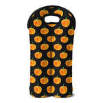 Watercolor Pumpkin Pattern Print Double Neoprene Wine Tote