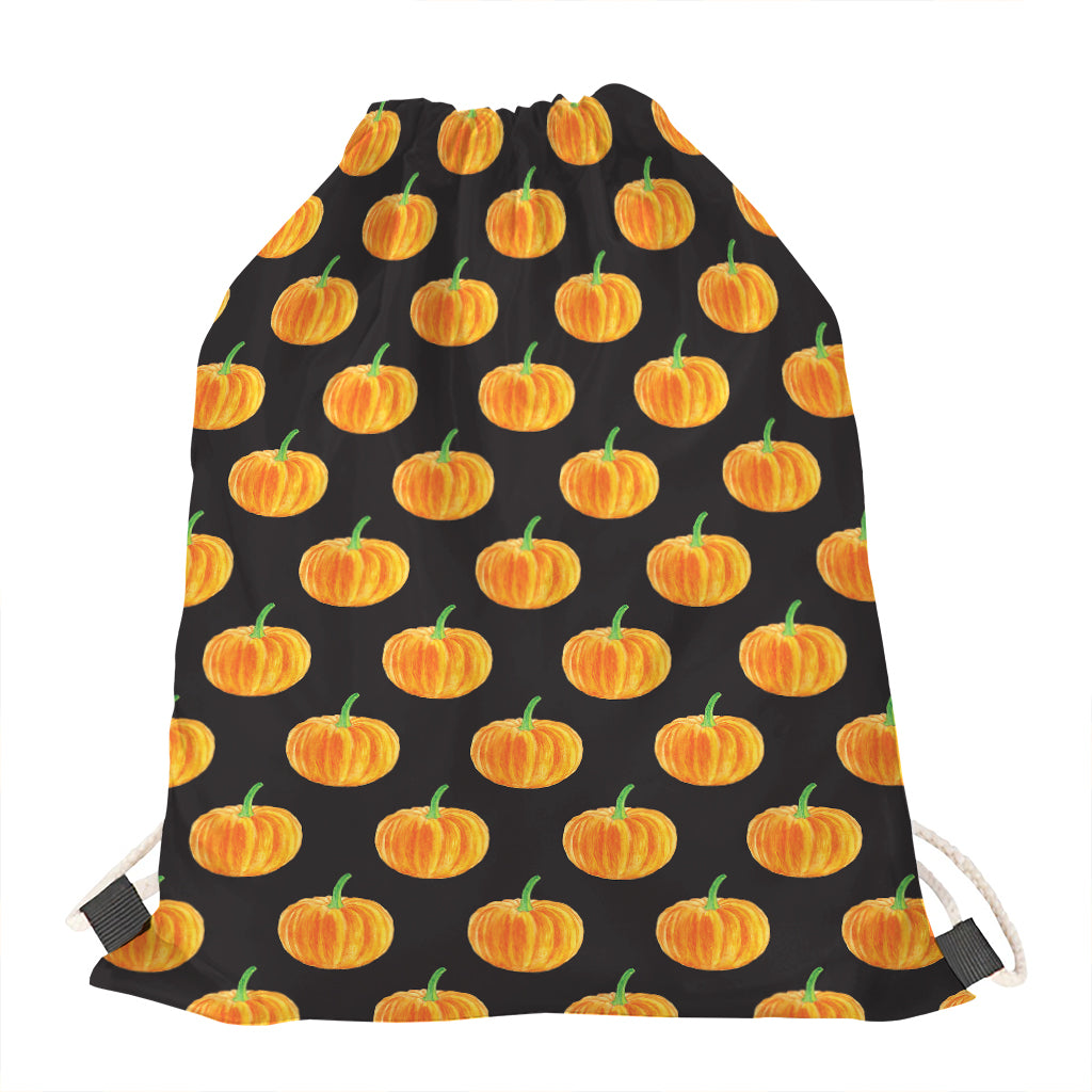 Watercolor Pumpkin Pattern Print Drawstring Bag
