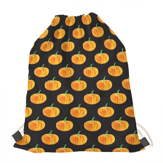 Watercolor Pumpkin Pattern Print Drawstring Bag