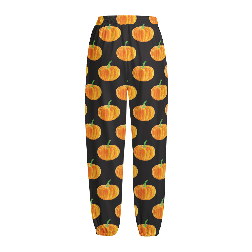Watercolor Pumpkin Pattern Print Fleece Lined Knit Pants