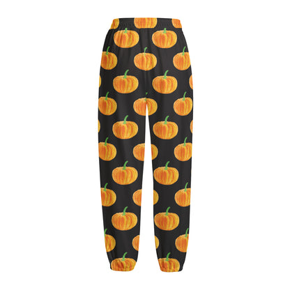 Watercolor Pumpkin Pattern Print Fleece Lined Knit Pants