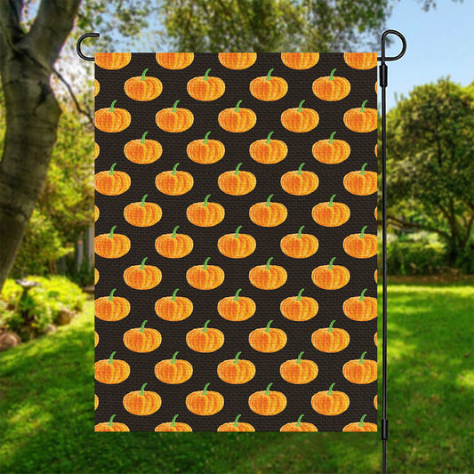 Watercolor Pumpkin Pattern Print Garden Flag
