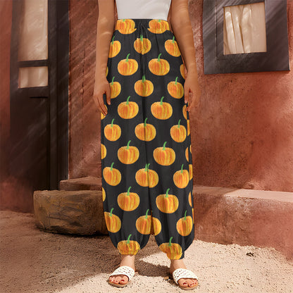 Watercolor Pumpkin Pattern Print Harem Pants