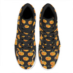 Watercolor Pumpkin Pattern Print High Top Leather Sneakers