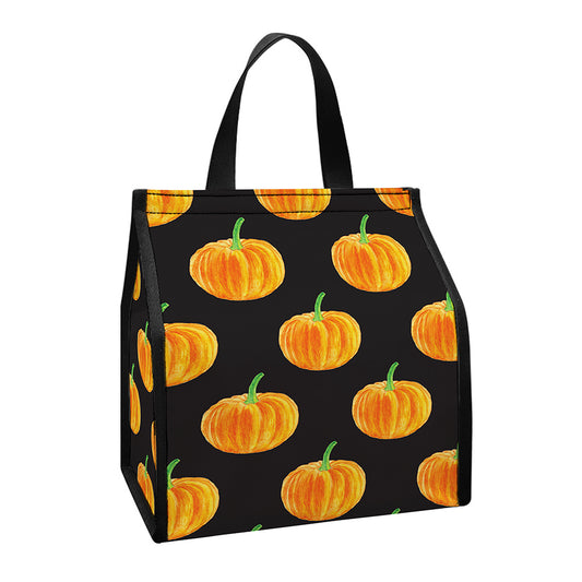 Watercolor Pumpkin Pattern Print Insulated Lunch Tote