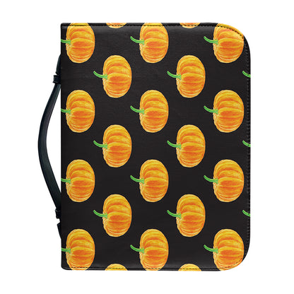 Watercolor Pumpkin Pattern Print Leather Bible Cover