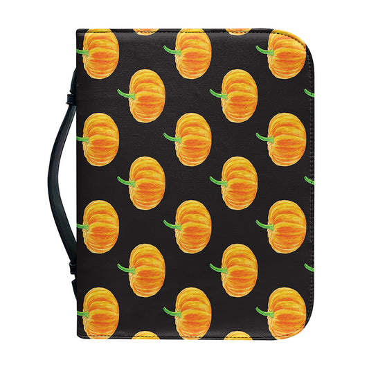 Watercolor Pumpkin Pattern Print Leather Bible Cover