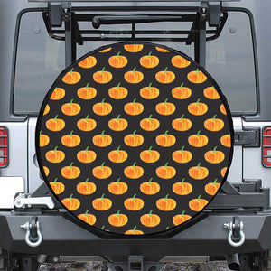 Watercolor Pumpkin Pattern Print Leather Spare Tire Cover