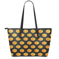 Watercolor Pumpkin Pattern Print Leather Tote Bag With Zipper