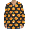 Watercolor Pumpkin Pattern Print Long Sleeve Baseball Jersey