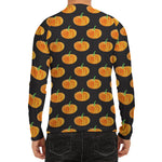 Watercolor Pumpkin Pattern Print Men's Long Sleeve Rash Guard