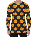 Watercolor Pumpkin Pattern Print Men's Long Sleeve T-Shirt