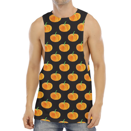 Watercolor Pumpkin Pattern Print Men's Muscle Tank Top