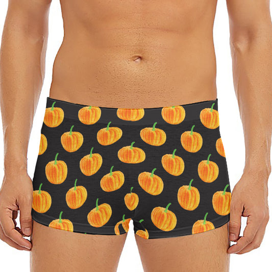 Watercolor Pumpkin Pattern Print Men's Short Boxer Briefs