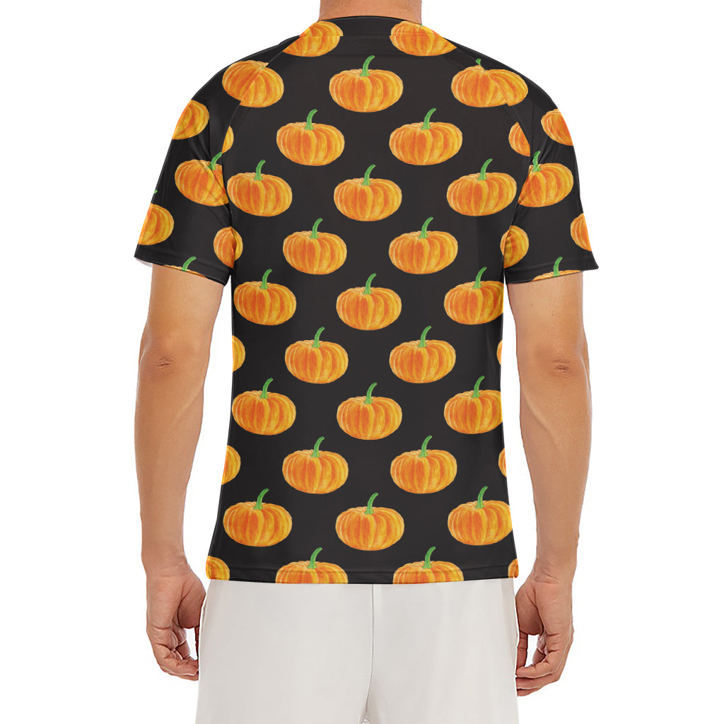 Watercolor Pumpkin Pattern Print Men's Short Sleeve Rash Guard