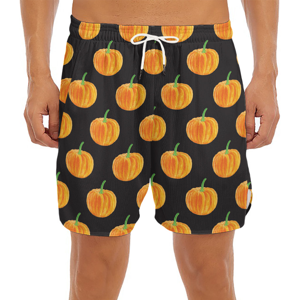 Watercolor Pumpkin Pattern Print Men's Split Running Shorts