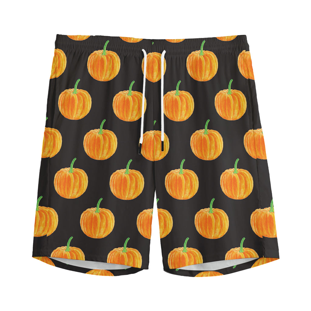 Watercolor Pumpkin Pattern Print Men's Sports Shorts