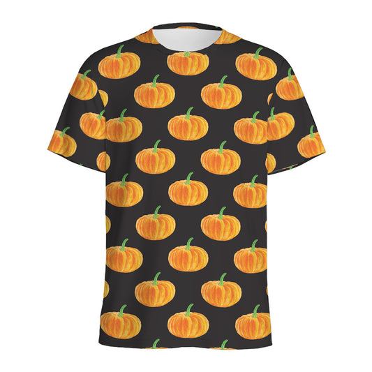Watercolor Pumpkin Pattern Print Men's Sports T-Shirt
