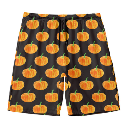 Watercolor Pumpkin Pattern Print Men's Swim Trunks