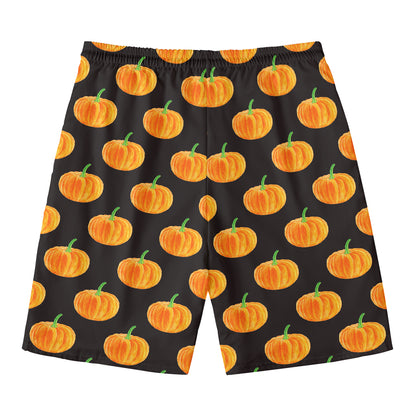 Watercolor Pumpkin Pattern Print Men's Swim Trunks