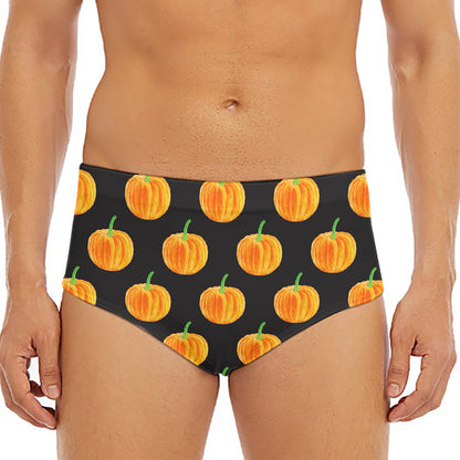 Watercolor Pumpkin Pattern Print Men's Triangle Swim Briefs