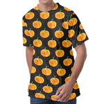 Watercolor Pumpkin Pattern Print Men's Velvet T-Shirt