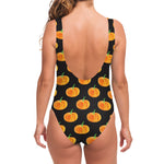 Watercolor Pumpkin Pattern Print One Piece Swimsuit