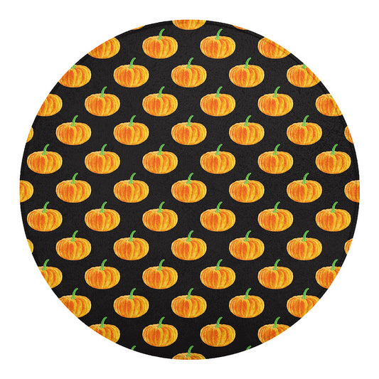 Watercolor Pumpkin Pattern Print Round Blanket