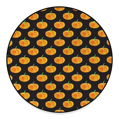 Watercolor Pumpkin Pattern Print Round Floor Mat