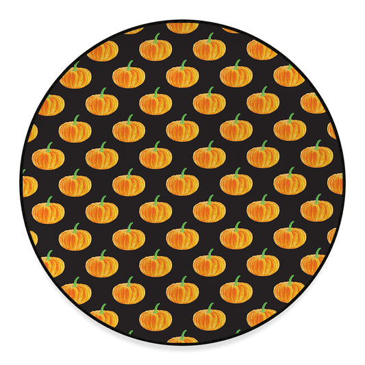 Watercolor Pumpkin Pattern Print Round Floor Mat
