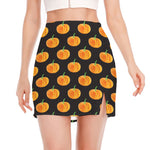 Watercolor Pumpkin Pattern Print Side Slit Mini Skirt