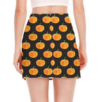Watercolor Pumpkin Pattern Print Side Slit Mini Skirt