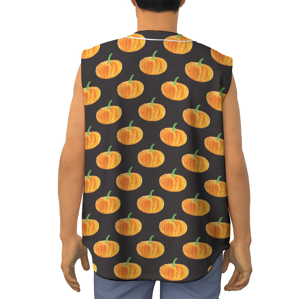 Watercolor Pumpkin Pattern Print Sleeveless Baseball Jersey