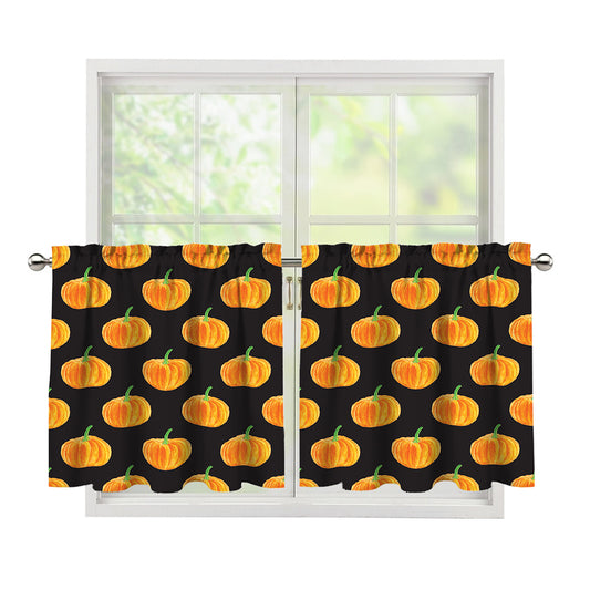 Watercolor Pumpkin Pattern Print Tier Curtains