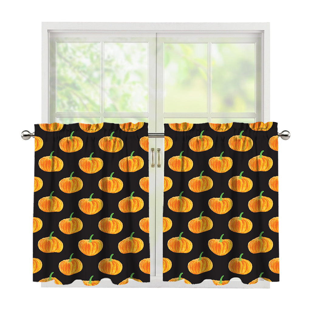 Watercolor Pumpkin Pattern Print Tier Curtains