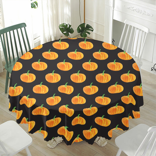 Watercolor Pumpkin Pattern Print Waterproof Round Tablecloth