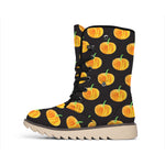 Watercolor Pumpkin Pattern Print Winter Boots