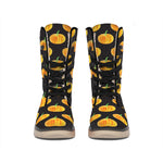 Watercolor Pumpkin Pattern Print Winter Boots