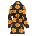 Watercolor Pumpkin Pattern Print Women's Bathrobe