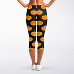 Watercolor Pumpkin Pattern Print Women's Capri Leggings