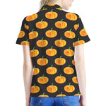 Watercolor Pumpkin Pattern Print Women's Polo Shirt