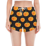 Watercolor Pumpkin Pattern Print Women's Split Running Shorts