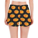 Watercolor Pumpkin Pattern Print Women's Split Running Shorts