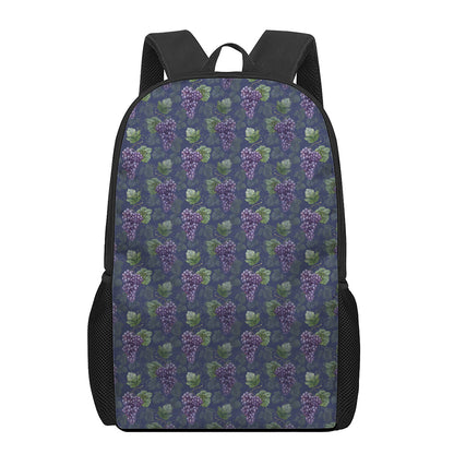 Watercolor Purple Grapes Pattern Print 17 Inch Backpack