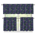 Watercolor Purple Grapes Pattern Print 3 Piece Kitchen Curtains
