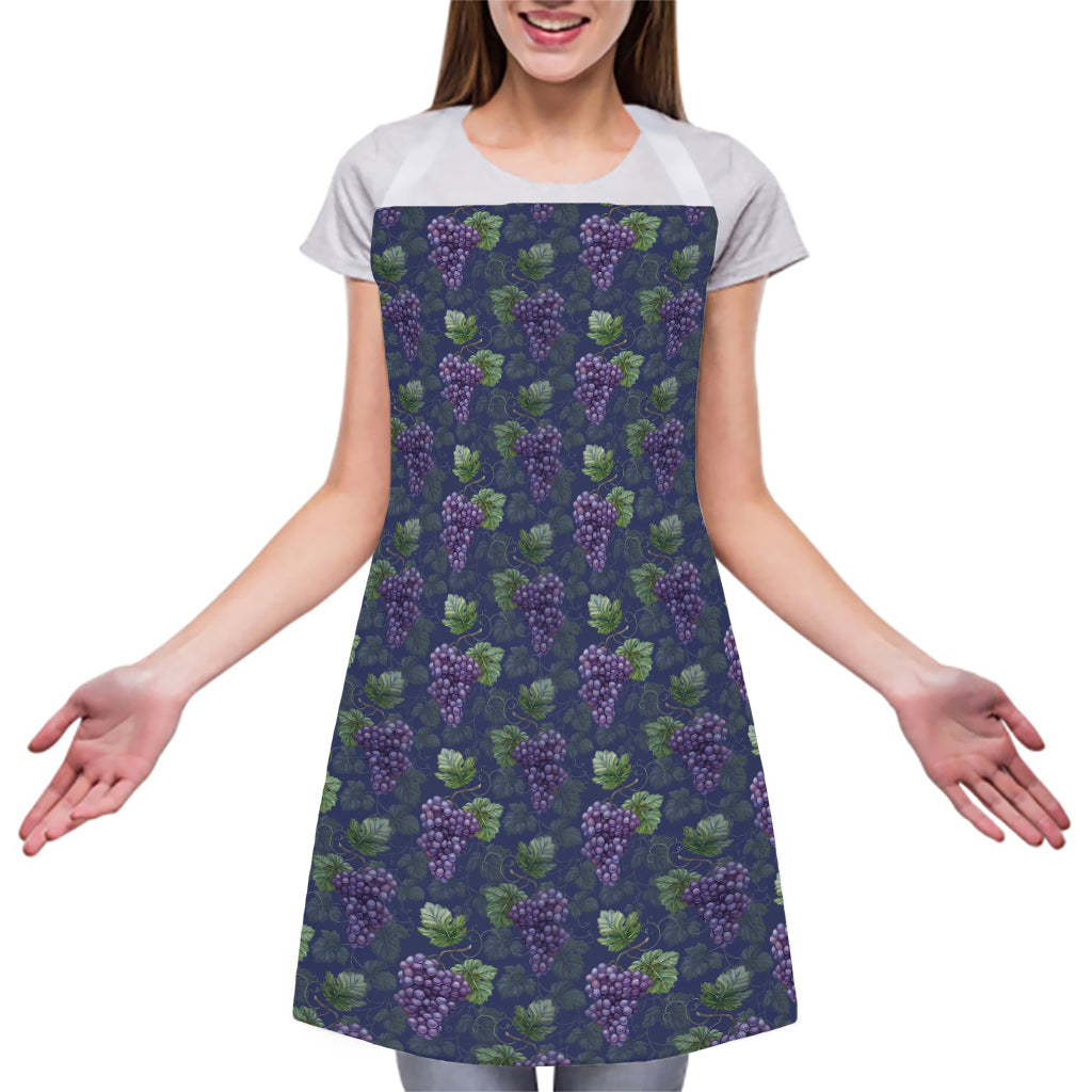 Watercolor Purple Grapes Pattern Print Adjustable Apron