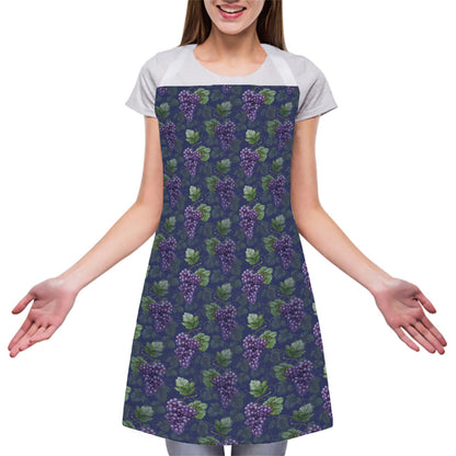 Watercolor Purple Grapes Pattern Print Adjustable Apron