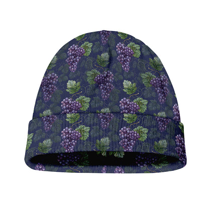 Watercolor Purple Grapes Pattern Print Beanie
