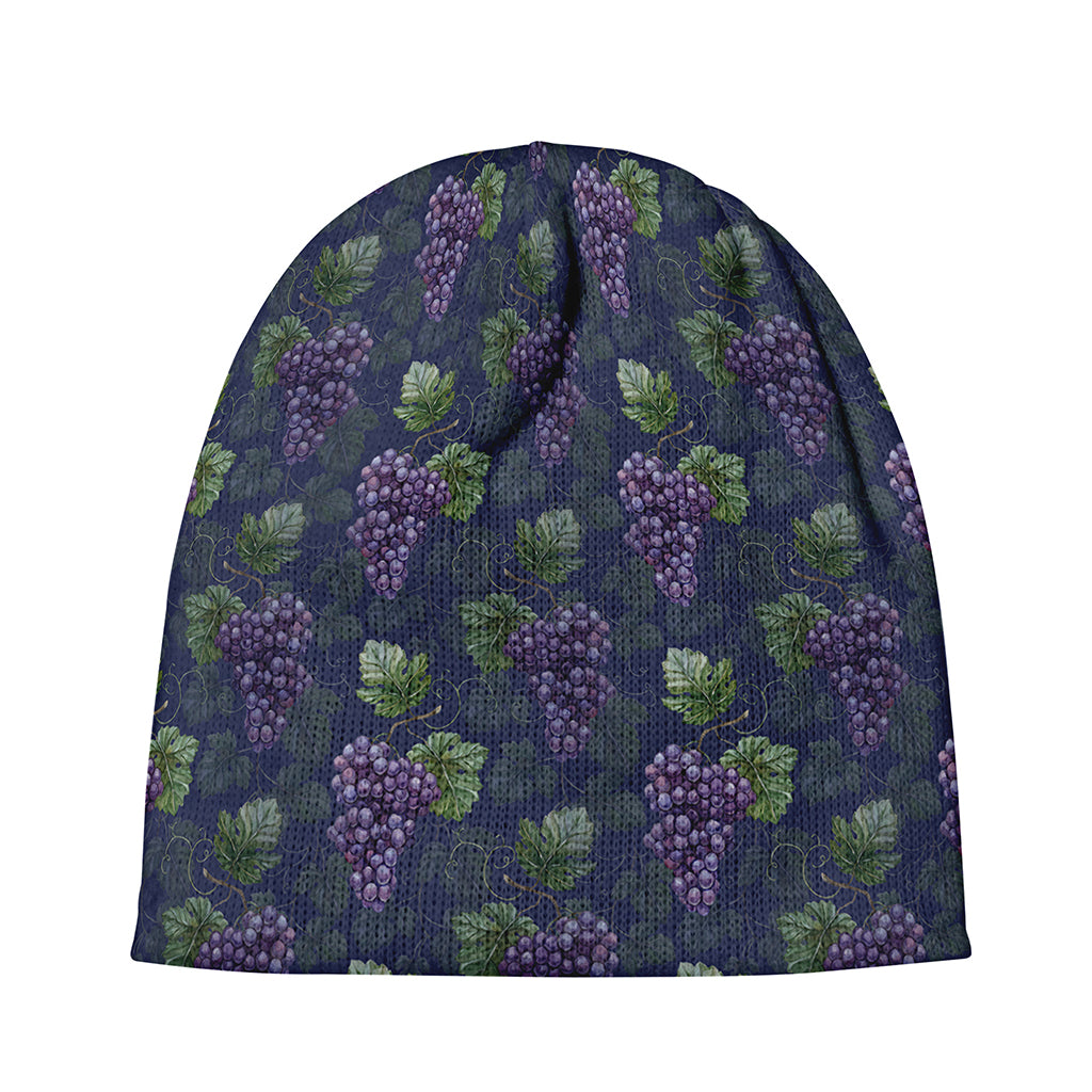 Watercolor Purple Grapes Pattern Print Beanie